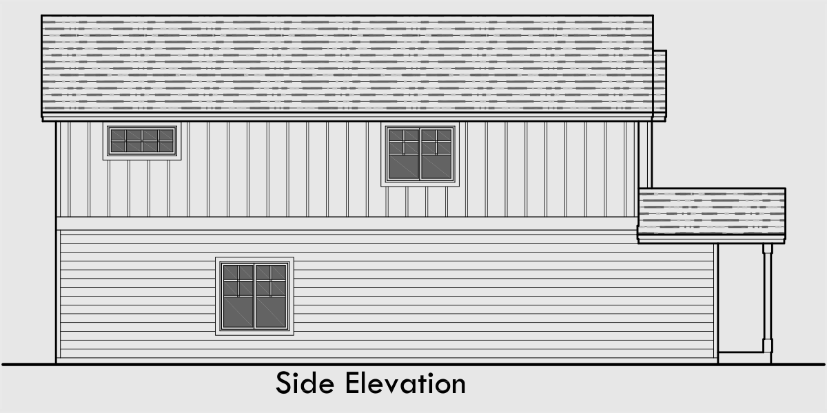 House rear elevation view for S-727 6  plex house plans, narrow row house plans, six plex house plans, multi unit house plans, S-727