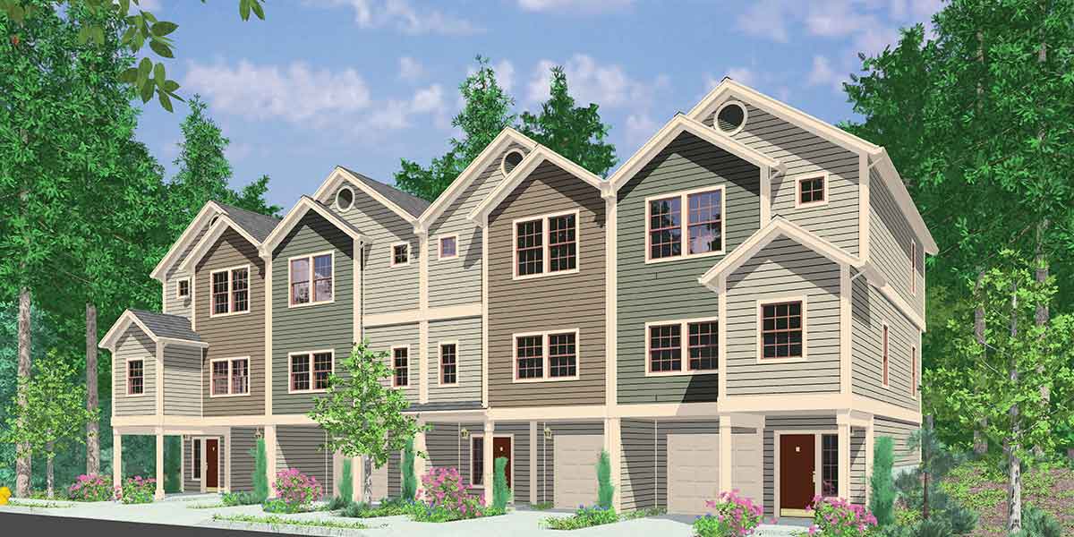 House Plans For Sale FourPlex 4 Plex QuadPlex Plans Bruinier Associates