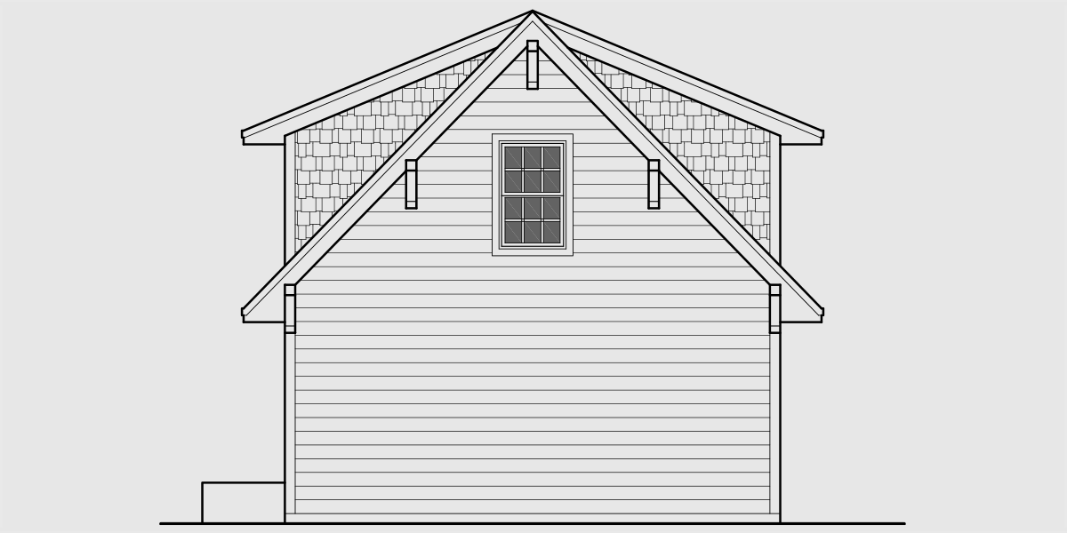 House rear elevation view for 10154 Carriage house plans, 1.5 story house plans, ADU house plans, 10154