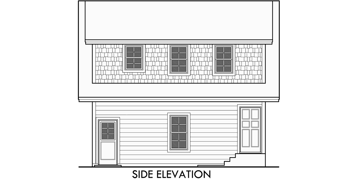 House front drawing elevation view for 10154 Carriage house plans, 1.5 story house plans, ADU house plans, 10154