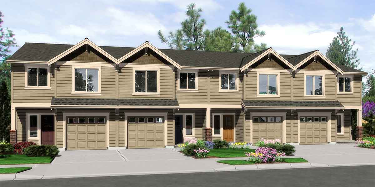 House Plans For Sale FourPlex 4 Plex QuadPlex Plans Bruinier Associates