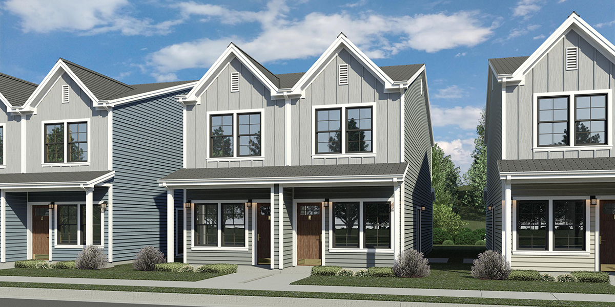 Narrow duplex 3 bedroom town house plan D-765