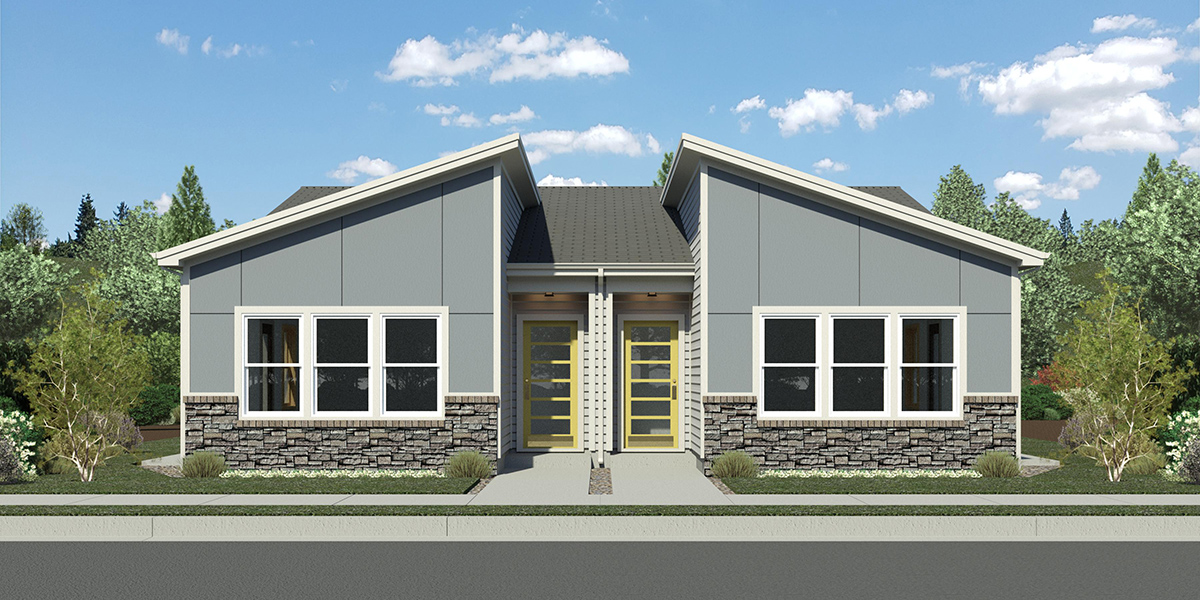 New one story 2 bedroom 2 bath duplex plan