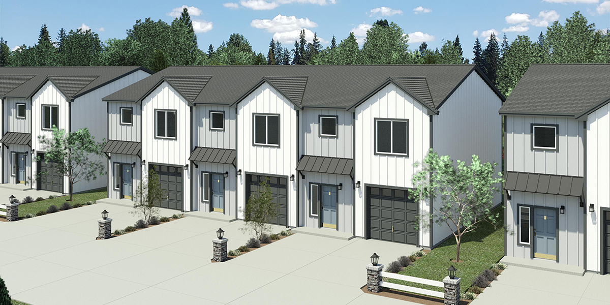 Three unit town house plan T-463