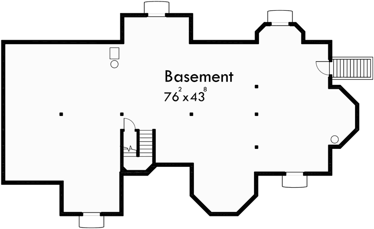Basement Floor Plan for 10067 Victorian House Plans, Country Kitchen House Plans, Bonus Room Over Garage