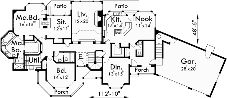 Main Floor Plan for 9985 Luxury house plans, main floor master bedroom, victorian house plans, luxury master suite, house plans with bonus room, 9985