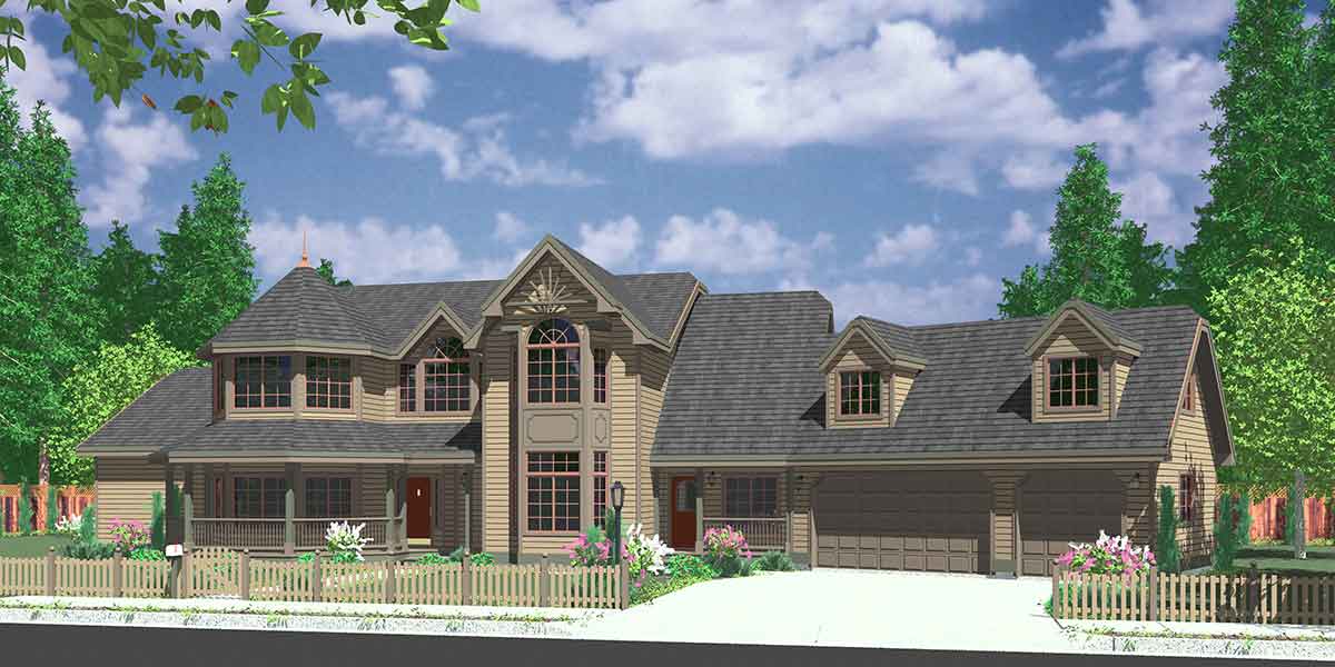 House front color elevation view for 9985 house plans bay windows luxury master suite pass thru fireplace www.houseplans.pro