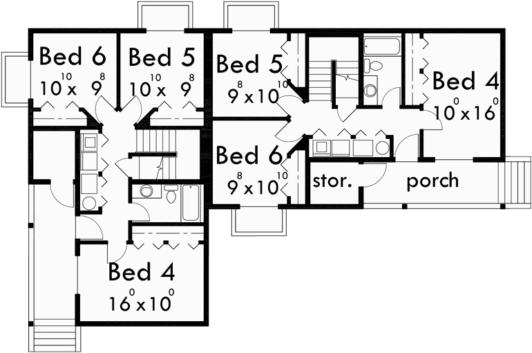 Basement Floor Plan for D-511 Corner lot duplex house plans, 6 bedroom duplex house plans, corner lot  house plans, D-511