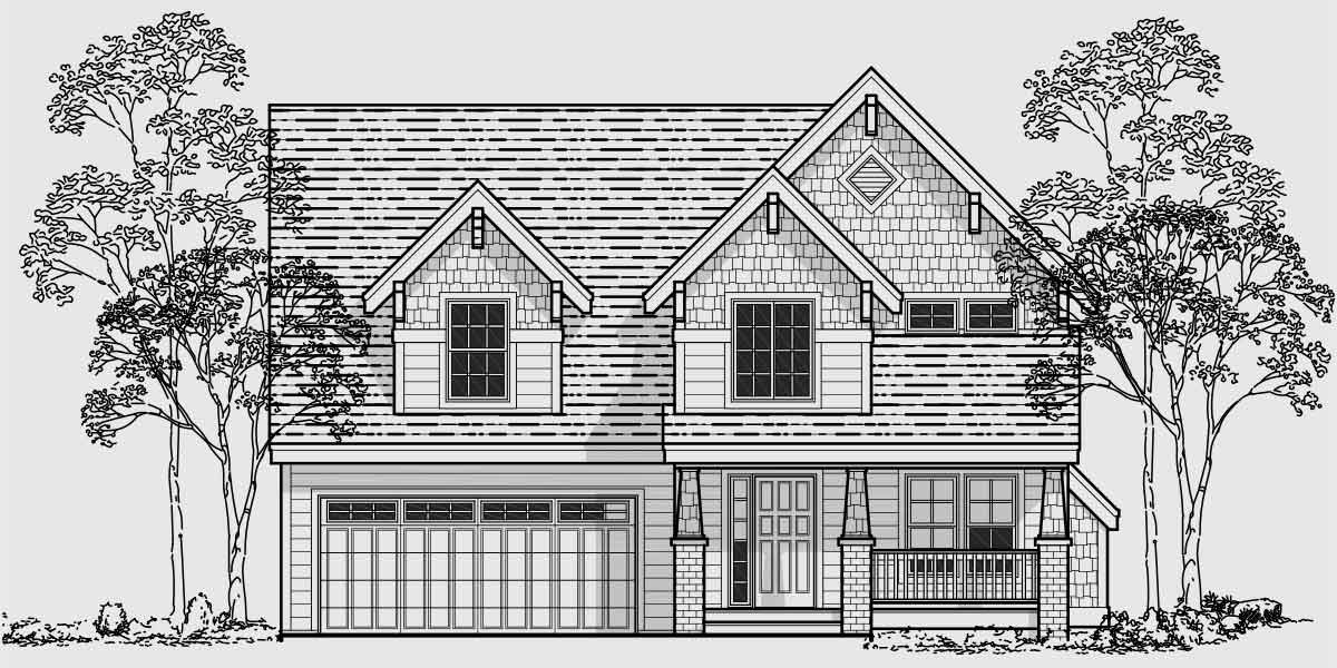 Additional Info for Craftsman house plans, house plans with bonus room over garage, narrow lot house plans, 40 x 40 house plans, 10025
