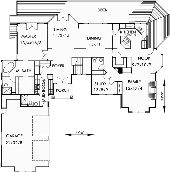 Main Floor Plan for 9863 House plans, side entry garage, house plans with shop, daylight basement house plans