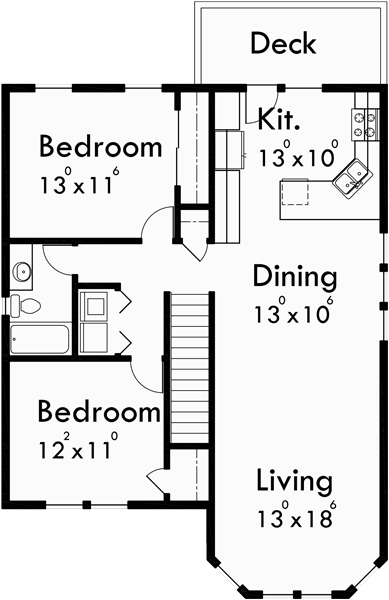 Upper Floor Plan for 10069 Victorian Carriage House, 2 Bedroom, Garage, Tractor, Shop, Covered Porch