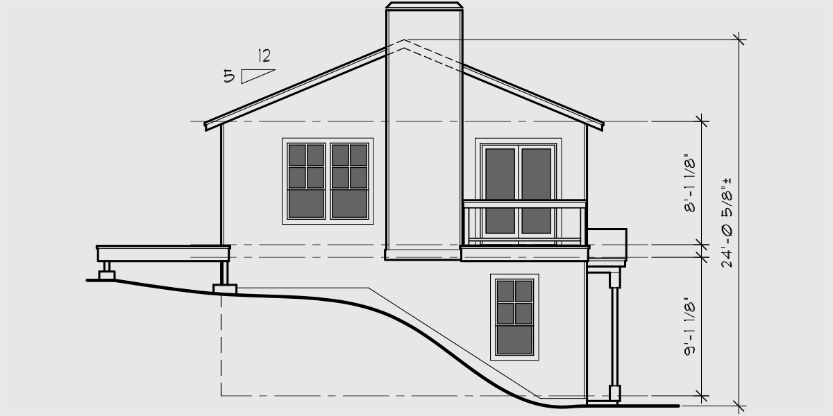 House front drawing elevation view for 9903 Small Beach cabin home plan
