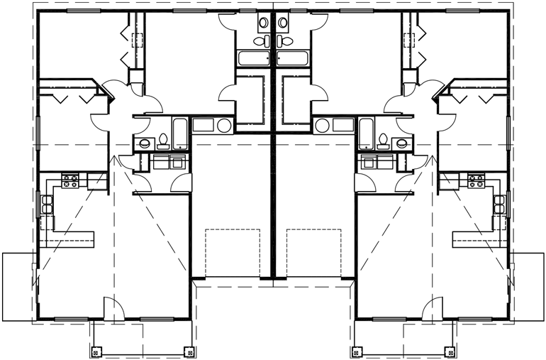 Ranch Duplex One Level 1 Story House Plans D 459 Bruinier Associates