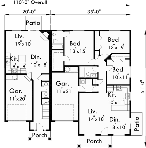 Main Floor Plan for F-543 Multiplex house plans, Multi level house plans, F-543