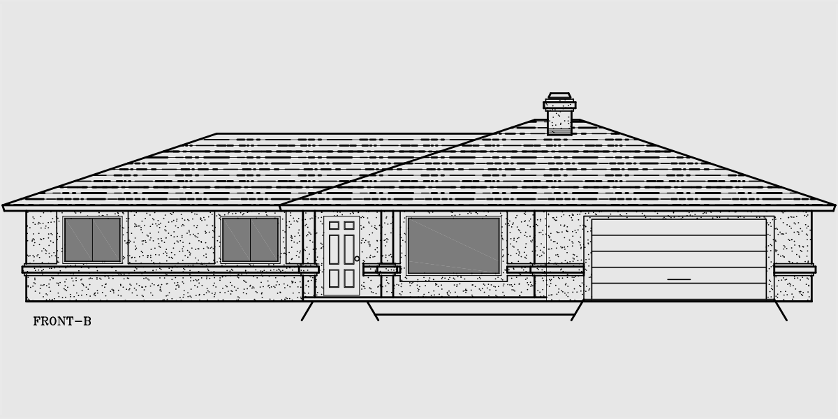 House rear elevation view for 10017WD One story house plans, ranch house plans, 4 bedroom house plans, 10017wd
