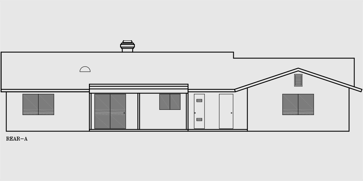 House front drawing elevation view for 10017WD One story house plans, ranch house plans, 4 bedroom house plans, 10017wd