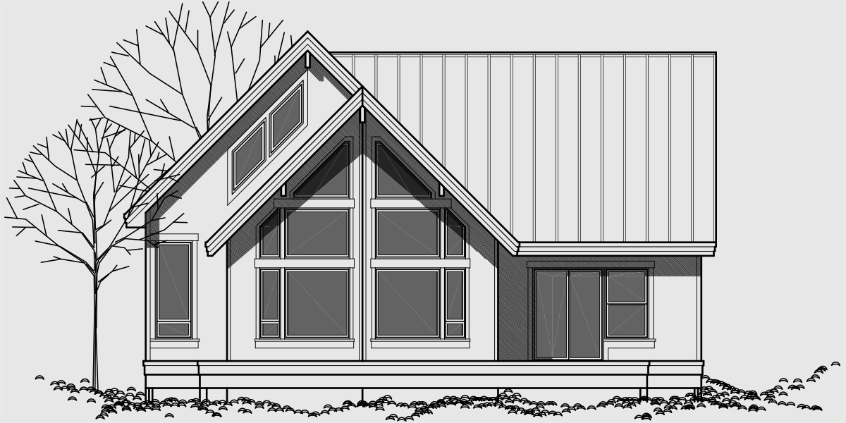 9932 A-Frame House Plan, Master on the Main, Loft, 2 Bedroom
