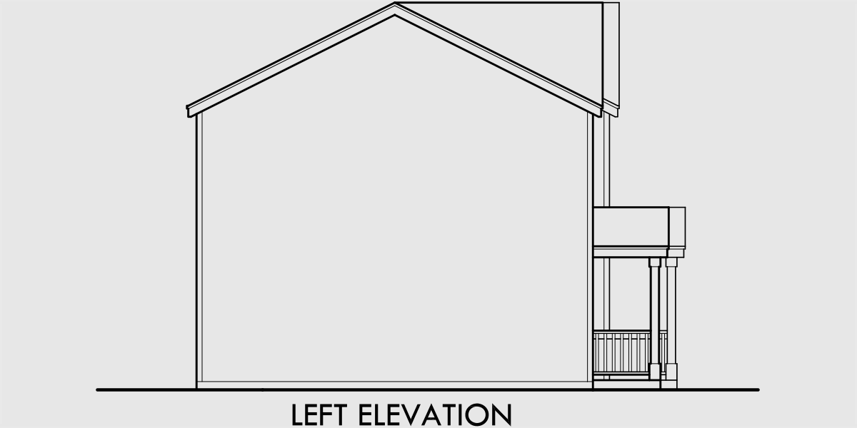 House side elevation view for D-501 Duplex house plans, small duplex house plans, narrow duplex house plans, two bedroom duplex house plans, D-501