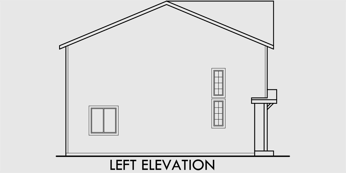 House side elevation view for D-341 Duplex house plans, small duplex house plans, narrow  duplex house plans, affordable duplex floor plans, D-341