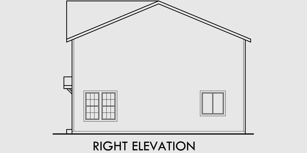 House rear elevation view for D-341 Duplex house plans, small duplex house plans, narrow  duplex house plans, affordable duplex floor plans, D-341
