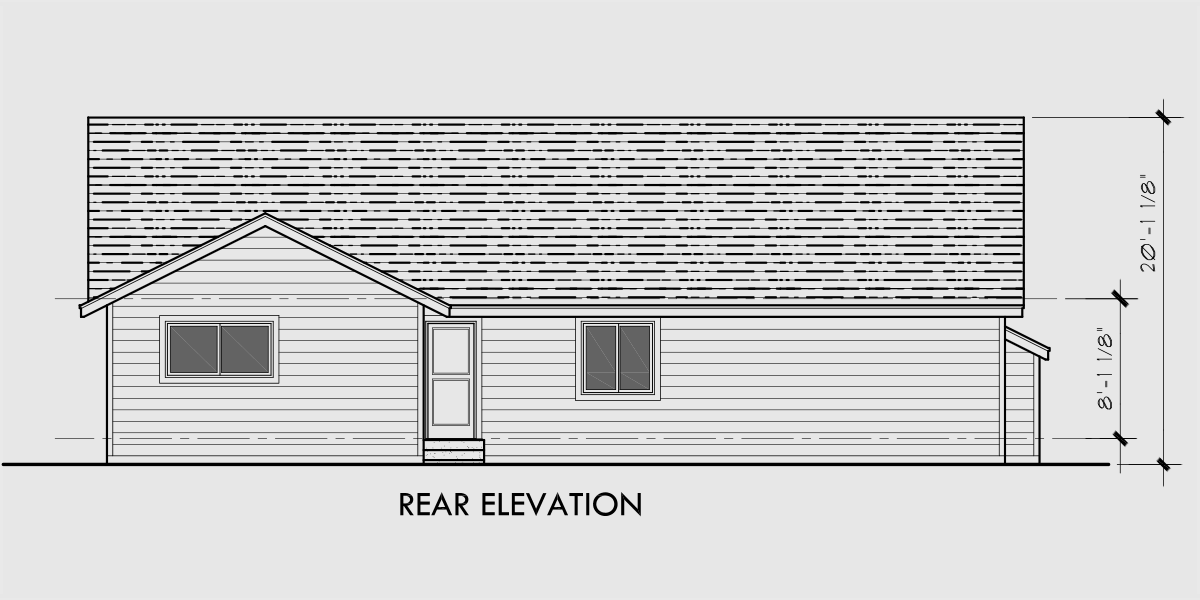 House front drawing elevation view for 10022 One story house plans, 3 bedroom house plans, 10022