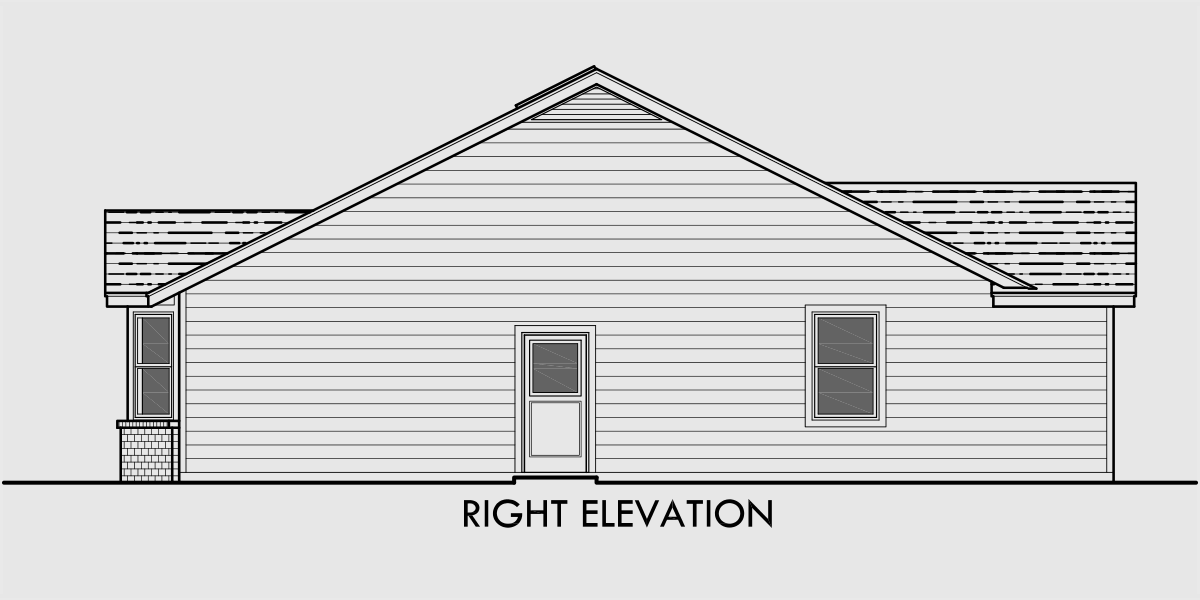 House rear elevation view for 10022 One story house plans, 3 bedroom house plans, 10022