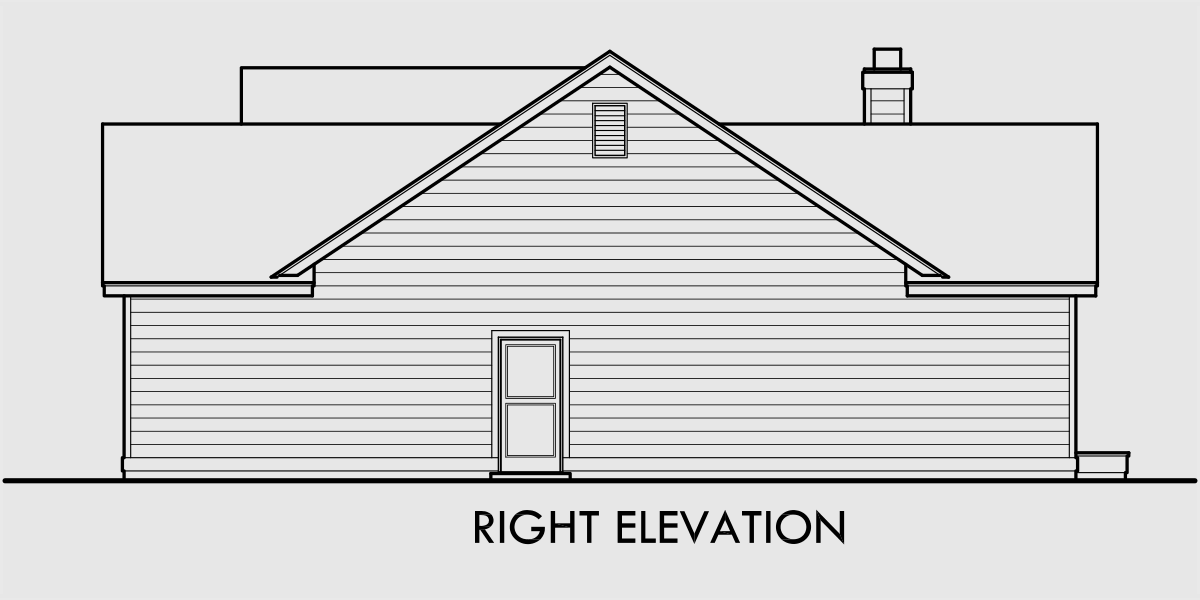House rear elevation view for 10004 Single level house plans, ranch house plans, 3 bedroom house plans, private master suite, 10004