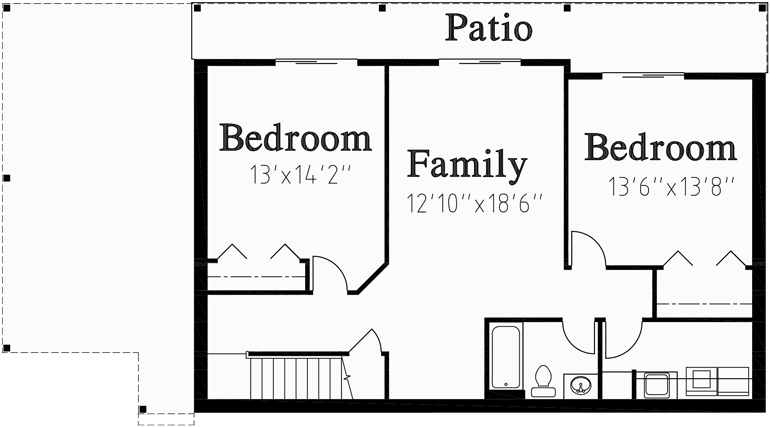Basement Floor Plan for 9991 House plans with side garage, sloping lot house plans, house plans with basement, master on the main floor plans,