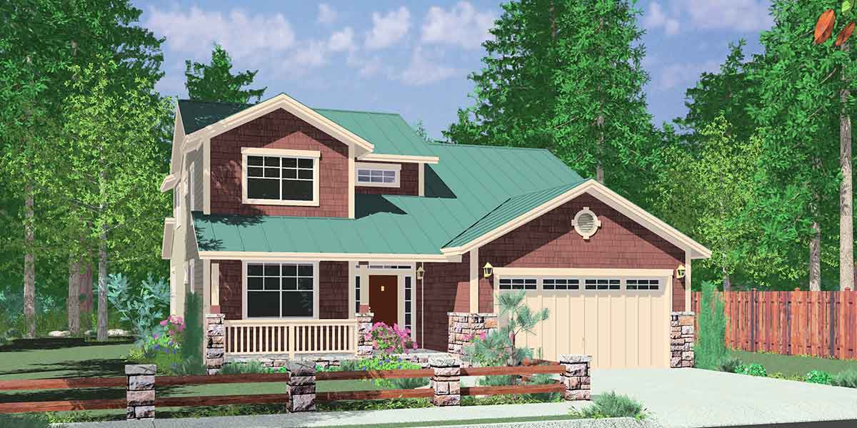 Additional Info for 40 ft wide Narrow lot house plan w/ Master on the main floor.