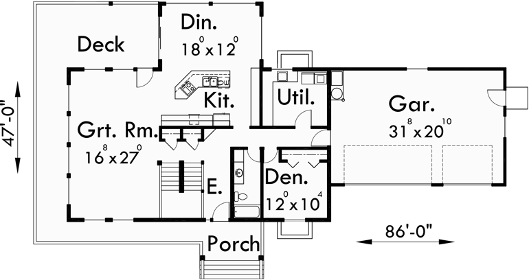 Main Floor Plan for 9948 Amazing A-Frame House Plan, Central Oregon House Plan, 5 bedrooms