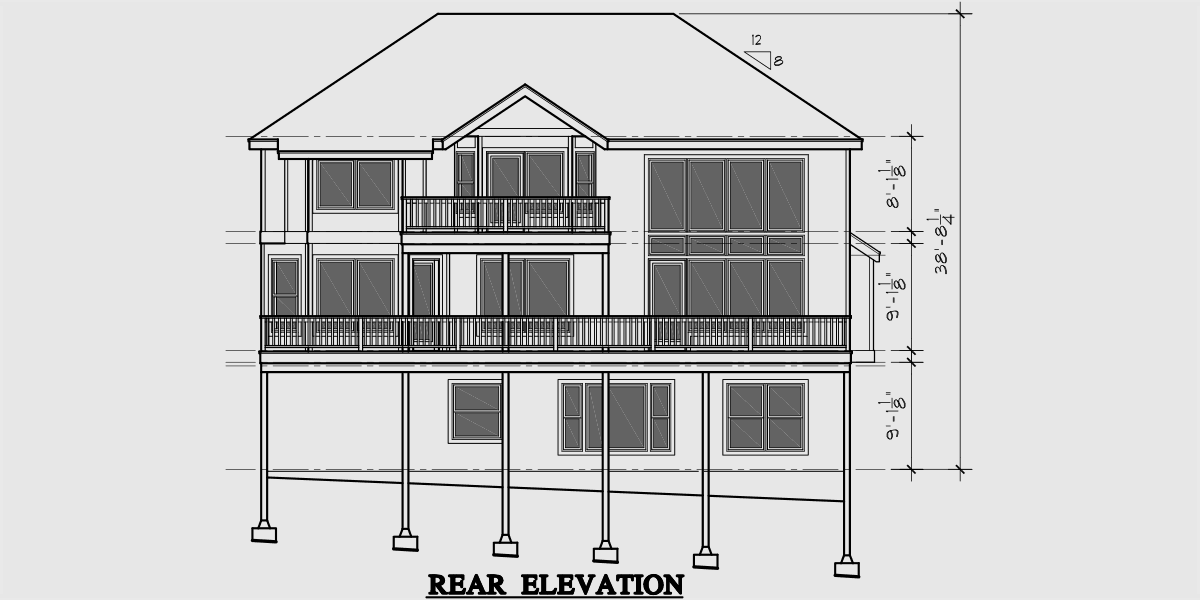 House front drawing elevation view for 10006 Custom luxury house plan with Garage in daylight basement
