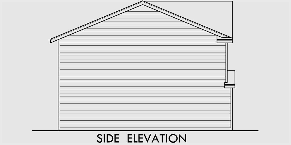 House side elevation view for D-370 Two story duplex house plans, 2 bedroom duplex house plans, townhouse plans, small duplex house plans, D-370