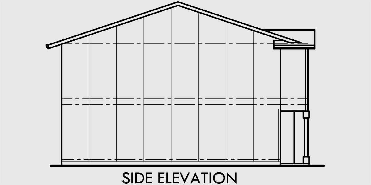 House front drawing elevation view for D-358 Duplex house plans, narrow duplex house plans, 3 bedroom duplex house plans, D-358