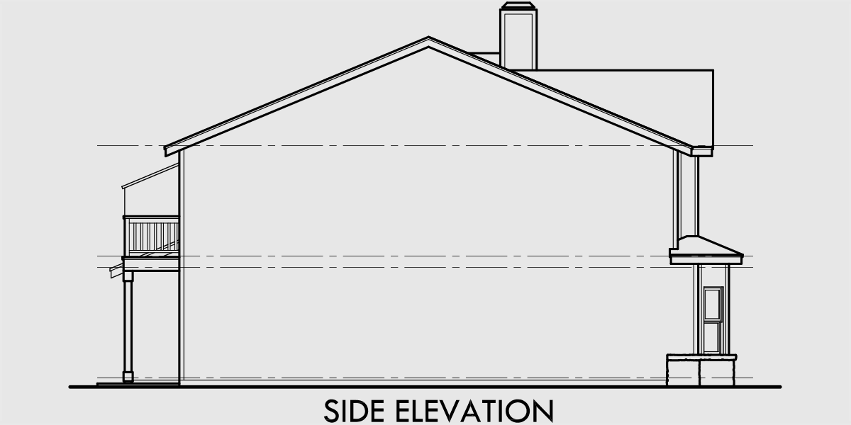 House rear elevation view for D-480 Duplex house plans, 2 story duplex house plans, house plans with rear garages, D-480