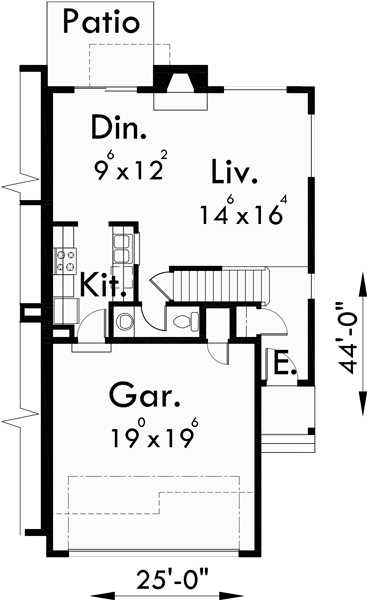 Duplex House  Plans  Duplex House  Plan With 2 Car Garage D 422