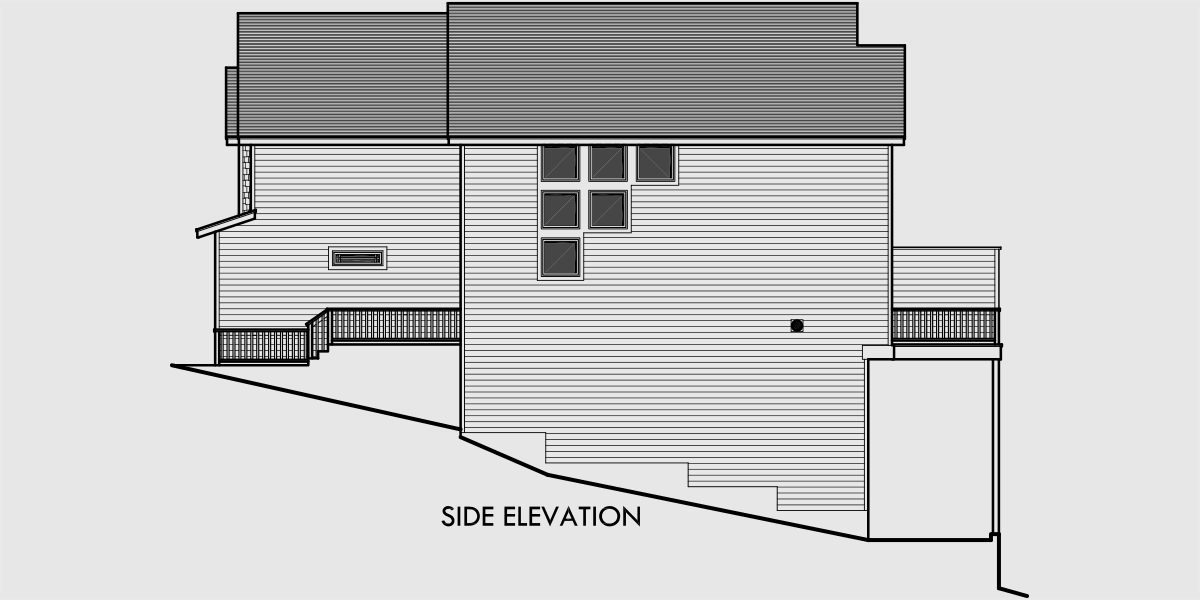 House front drawing elevation view for D-451 Craftsman duplex house plans, luxury townhouse plans, 2 bedroom duplex plans, duplex plans with 2 car garage, duplex plans with basement, house plans with double master suites D-427