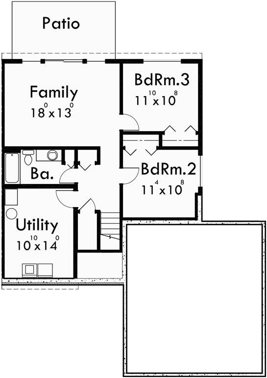 Lower Floor Plan for D-492 Duplex house plans, split level duplex house plans, D-492