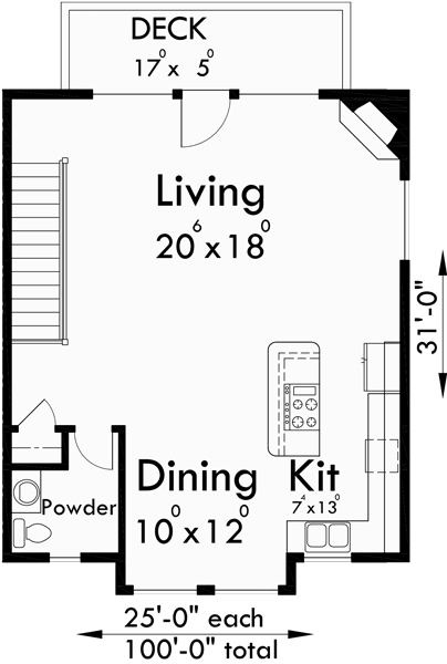 Upper Floor Plan for F-546 Fourplex house plans, 3 story town house, 3 bedroom townhouse, 4 plex plans with garage, F-546