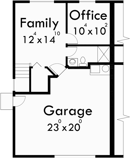 Lower Floor Plan for D-415 3 story townhouse plans, 4 bedroom duplex house plans, D-415