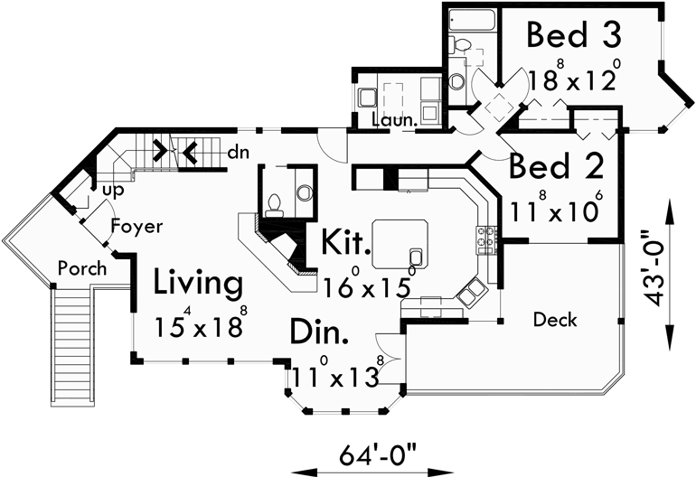 Main Floor Plan for 10048 View house plans, sloping lot house plans, multi level house plans, luxury master suite plans, house plans with daylight basement, 10048