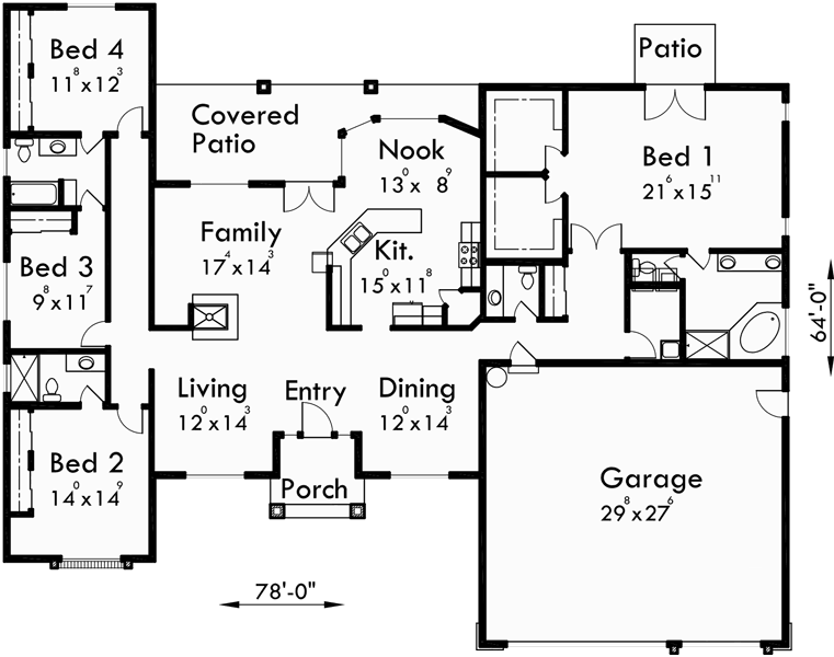 Amazing Ideas House Plans With Large Secondary Bedrooms New Concept 