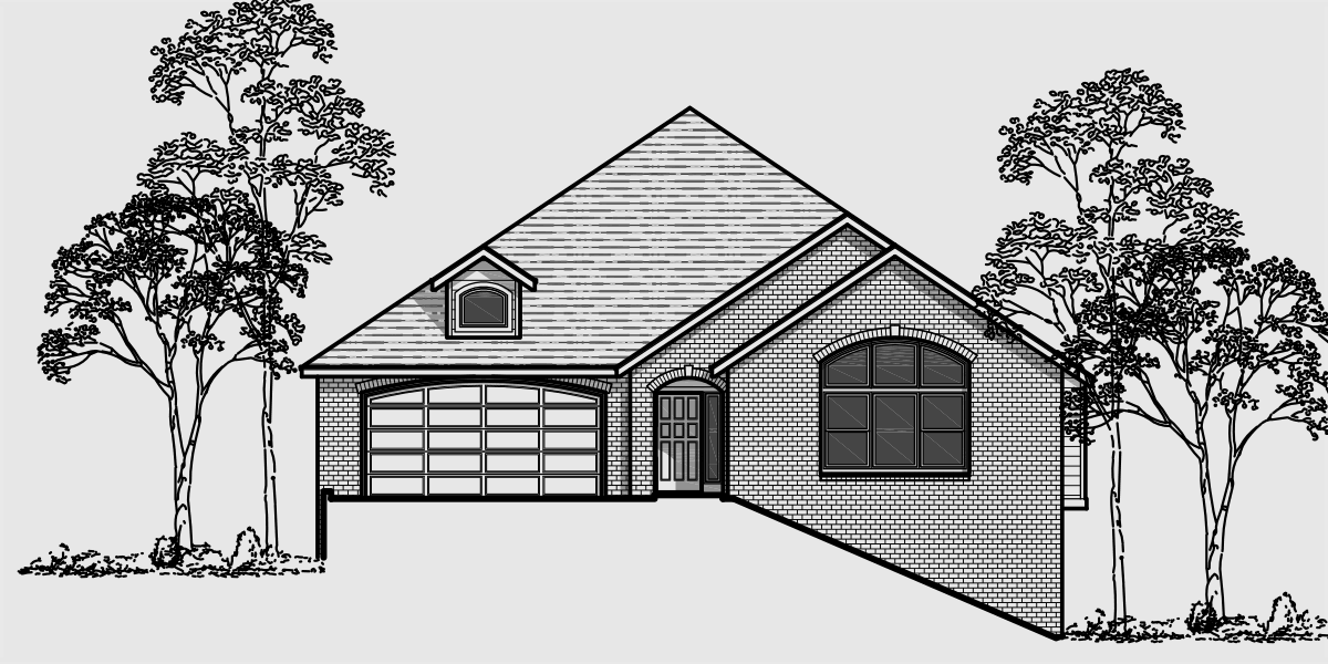 House front drawing elevation view for 10071 Side Sloping Lot, Walkout Basement, 50 ft Wide