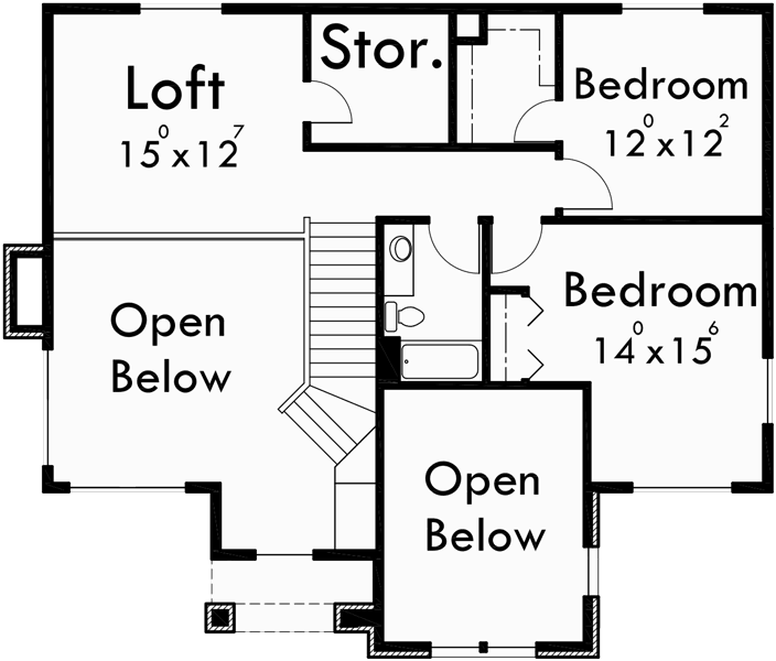 Upper Floor Plan for 9912 Tudor House Plan, master bedroom on main floor, house plans with Loft, 9912