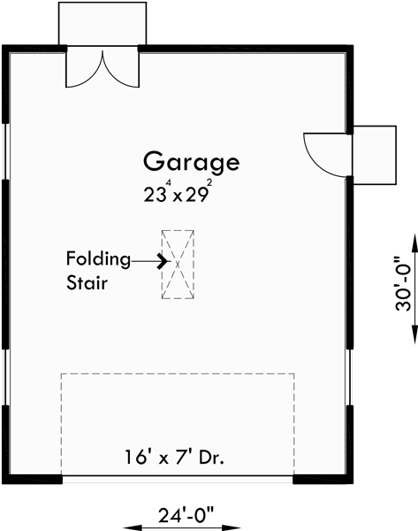 Main Floor Plan for CGA-88 2 car garage plans, garage plans with storage, dog house dormer,