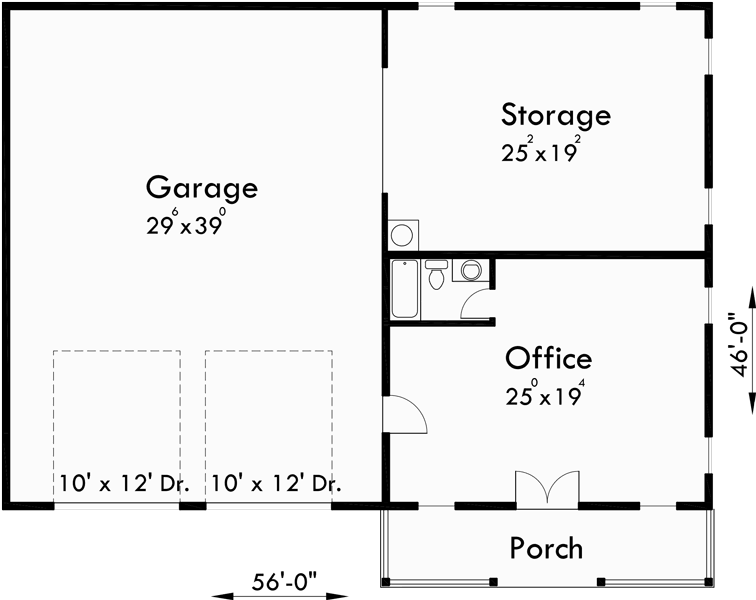 Main Floor Plan for CGA-94 Agriculture shop, large garage plans, garage with bathroom, garage with office, farm buildings