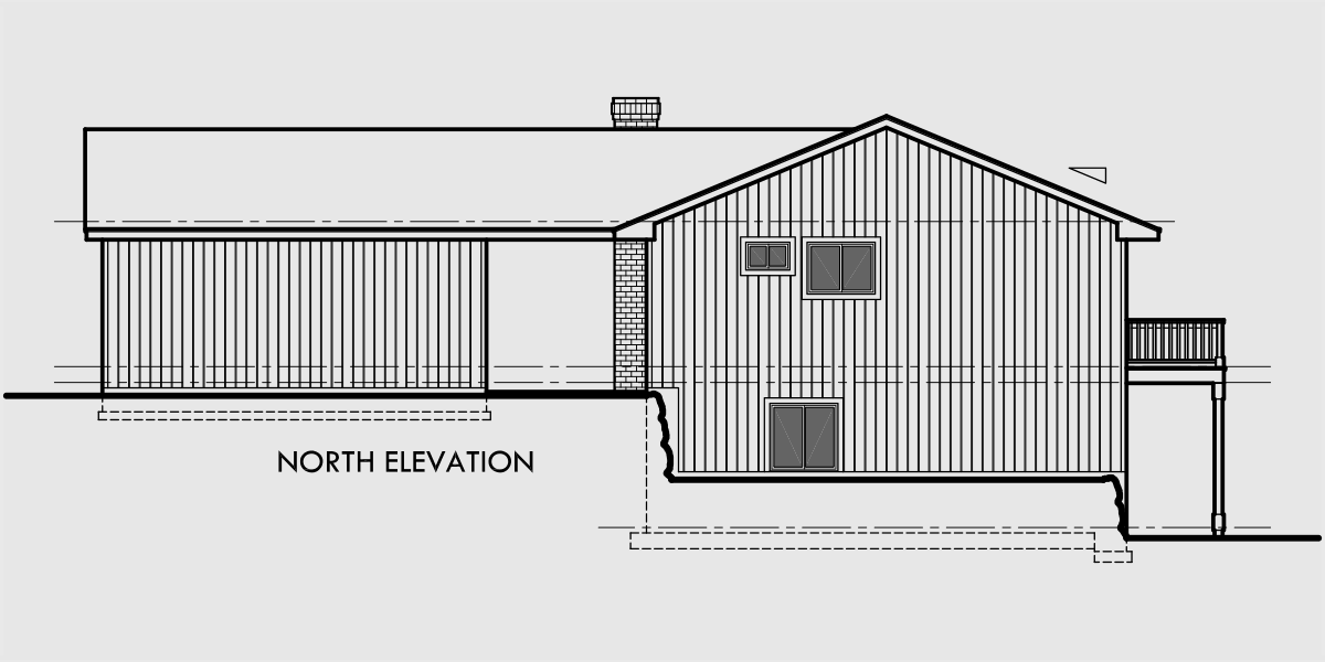 House rear elevation view for 9947 Master on main house plans, house plans with large decks, house plans with detached garage, daylight basement house plans, 9947