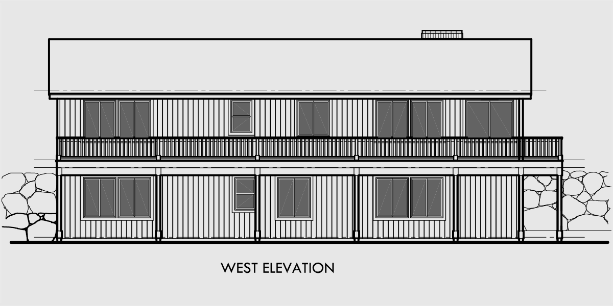 House side elevation view for 9947 Master on main house plans, house plans with large decks, house plans with detached garage, daylight basement house plans, 9947