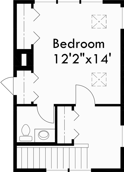 Upper Floor Plan for 10002 Tiny house plans, 2 bedroom house plans, small house plans, 10002