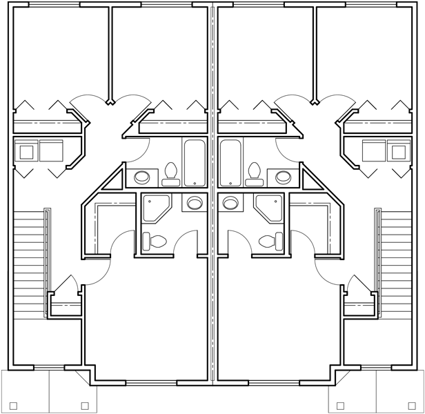 Upper Floor Plan 2 for Duplex House Plan, D-532, Duplex  Plans with Garage