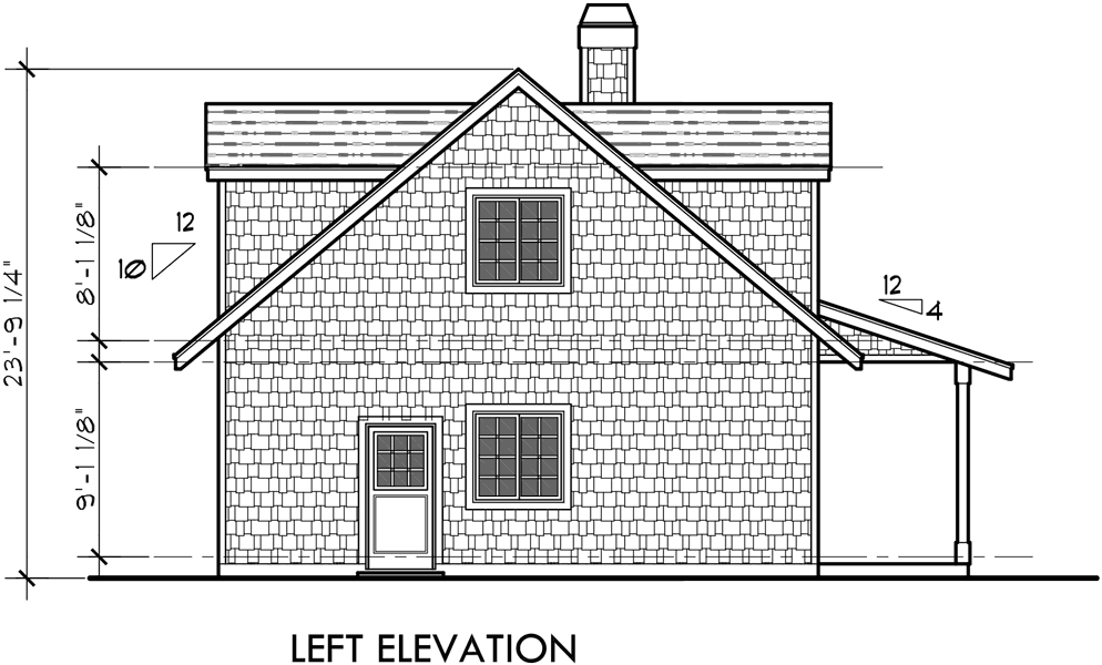 House front drawing elevation view for 10107 Farmhouse plans, 1.5 story house plans, county house plans, master on the main house plans, 10107